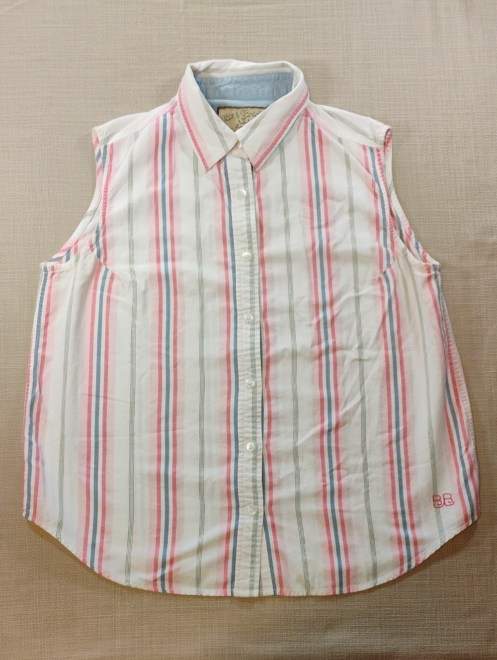 Women's Size Large Bit & Bridle Sleeveless Striped Button-Front Top
